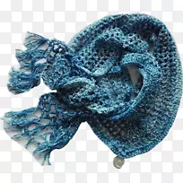 围巾羊毛钩针绿松石-v形