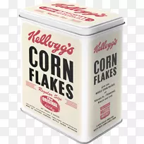 玉米片早餐谷类食品凯洛格的锡盒罐头盒
