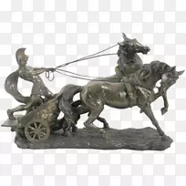 战车比赛青铜古罗马马车-罗马雕像