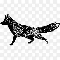 北极狐黑白剪贴画-北极狐