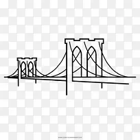 布鲁克林桥画着色书线艺术桥