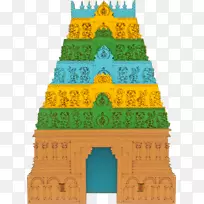 Varadharaja Perumal庙，kanchipuram gopuram印度教寺庙Vijayanagara建筑-庙宇