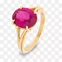 红宝石戒指紫水晶宝石珠宝-红宝石