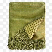 烫毛毯、绿色被褥-扔毛毯