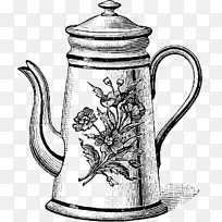 壶茶壶画壶咖啡旧