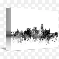 天际线杜伦艺术城市景观版画-英国天际线