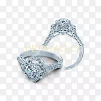订婚戒指公主切割钻石结婚戒指