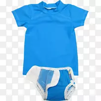 婴儿及幼童一体式游泳尿布t恤游泳池蓝色防晒霜