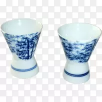 陶瓷蓝白色陶器钴蓝杯
