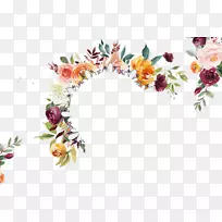 创意市场花卉设计水彩画剪贴画-花卉