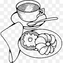 咖啡早餐，甜甜圈，面包店糕点-kaffeeundkuchenschwarzweiss