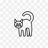 猫黑白电脑图标剪贴画-猫