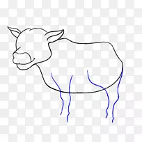 英文长角画纸卡通素描卡通波浪线