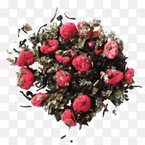 花园玫瑰，茶，红树莓叶，切花，花卉设计-抹茶蛋糕店