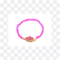 手镯粉红色蓝色项链仿宝石和莱茵石-项链