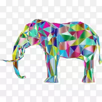 低聚计算机图标三维计算机图形剪辑艺术变异大象