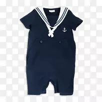 海军蓝色水手套装-婴儿游泳池