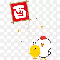 以鸡为食的新年卡片夹艺术-鸡