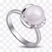 结婚戒指阿科亚珍珠牡蛎银金戒指
