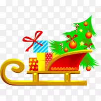 Ded Moroz圣诞树圣诞老人运动鞋雪橇-圣诞树