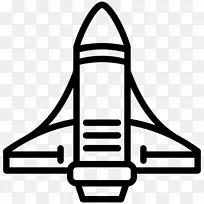 黑白电脑图标太空船夹艺术火箭徽章