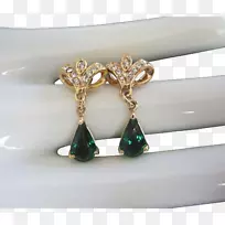 翡翠耳环，绿色珠宝，仿宝石和人造宝石.翡翠