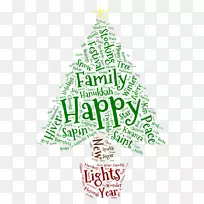 圣诞树标签云文字-祝你一切顺利