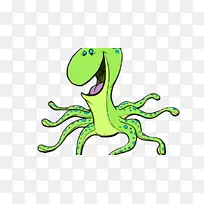 章鱼卡通线动物剪贴画-儿童角色设计