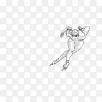 线画卡通素描-速滑