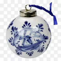 茶壶蓝白色陶器圣诞装饰陶瓷钴蓝壶