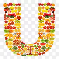 水果字母摄影蔬菜字母表-u