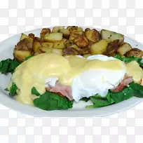 鸡蛋本尼迪克特丰盛早餐煎蛋煮鸡蛋素食料理-早餐