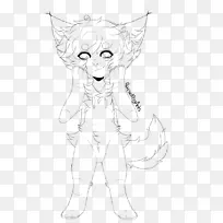 胡须猫线艺术白色素描-猫