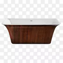 矩形浴室浴缸-棕色木材