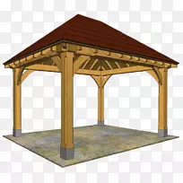 凉亭，臀部屋顶，山墙屋顶，木材框架.木材