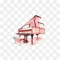 绘制大钢琴立式钢琴素描-钢琴