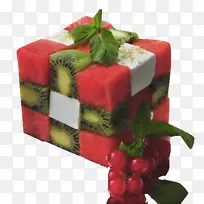 水果沙拉佳肴展示立方体-漂亮的一对