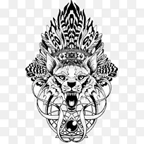 纹身灰狼图腾画