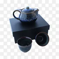 茶壶，咖啡杯，钴蓝茶壶