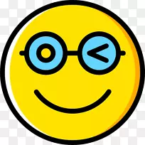 笑脸表情电脑图标眨眼-微笑