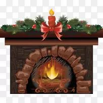 圣诞点缀蜡烛桌面壁纸壁炉-圣诞节