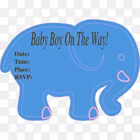 婴儿淋浴-大象-婴儿男孩剪贴画