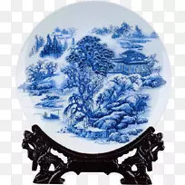 景德镇牌蓝白色陶器