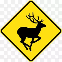 鹿路交通标志警告标志-鹿