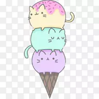 冰淇淋锥猫泡菜画-冰淇淋