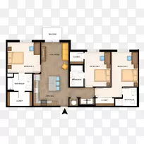 公寓三维平面图-最佳布局设计