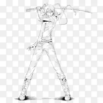 肩部鞋线画素描臂