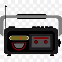 小型盒式收音机，麦克风，磁带录音机，剪贴画.收音机