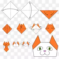 折纸猫纸工艺图案-猫