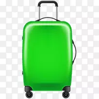 手提箱，行李，手推车，剪贴画.绿色旅行